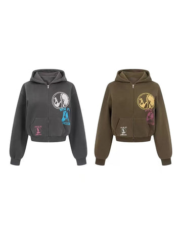 Oversized Graphic Zip Up Hoodie