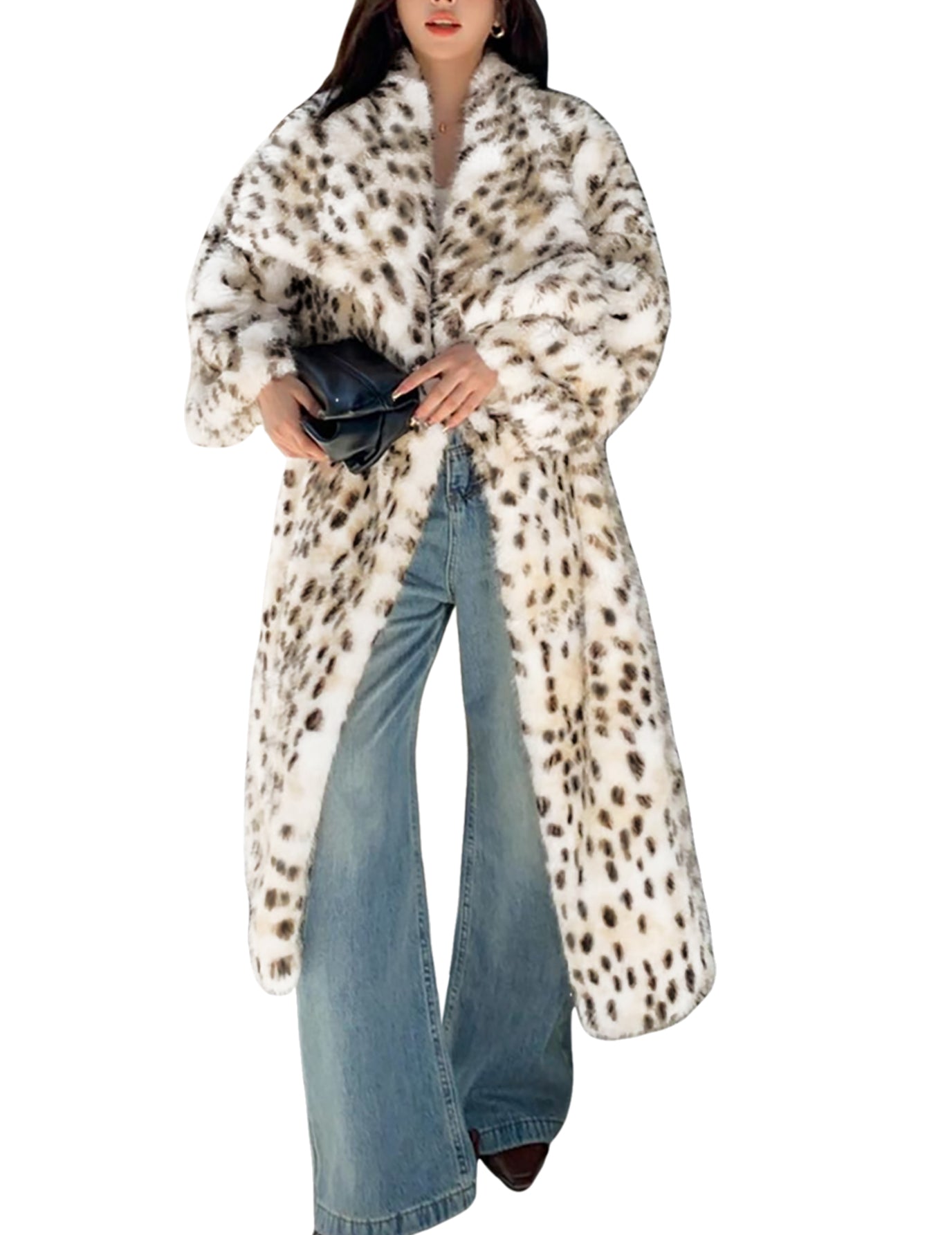 Oversized Leopard Print Faux Fur Coat
