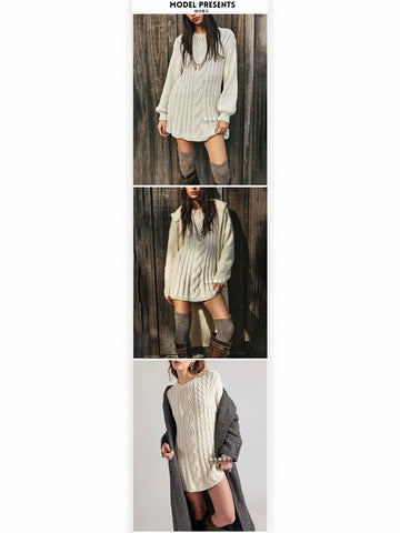 Cozy Cable Knit Mini Sweater Dress