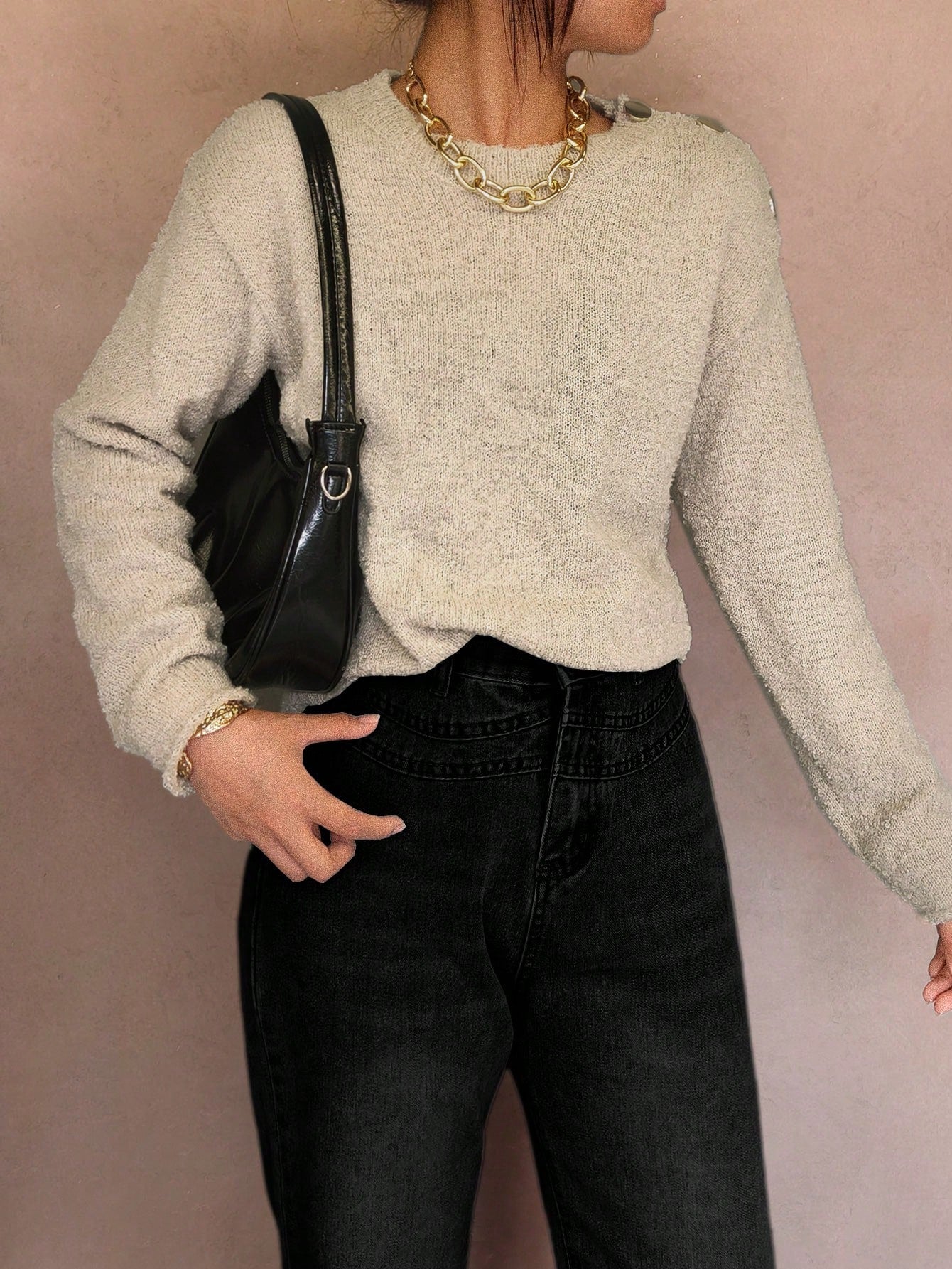 Cozy Oversized Crewneck Knit Sweater