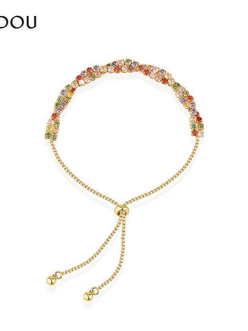 Dainty Colorful Crystal Adjustable Bracelet