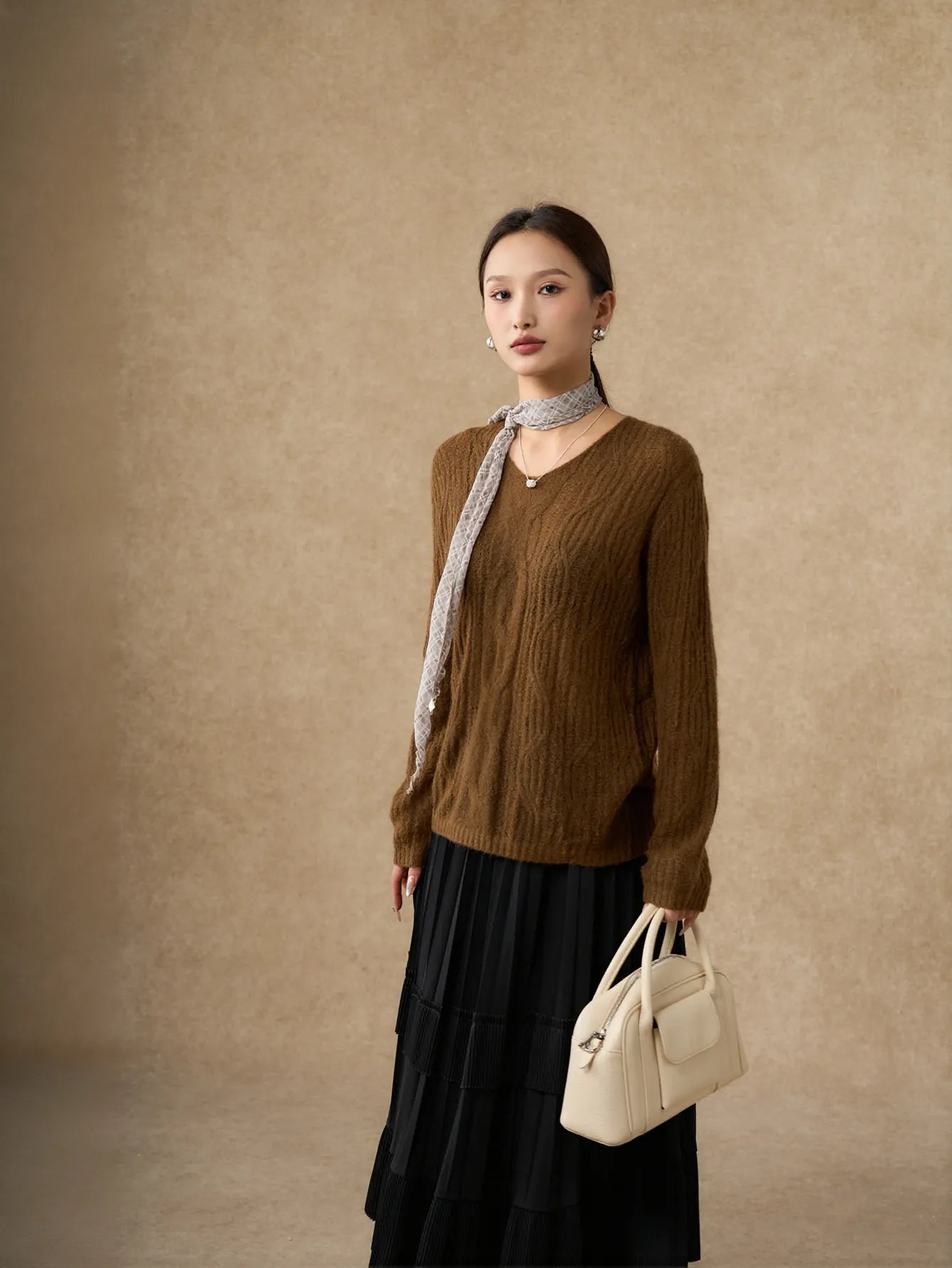 Cozy Textured V Neck Sweater