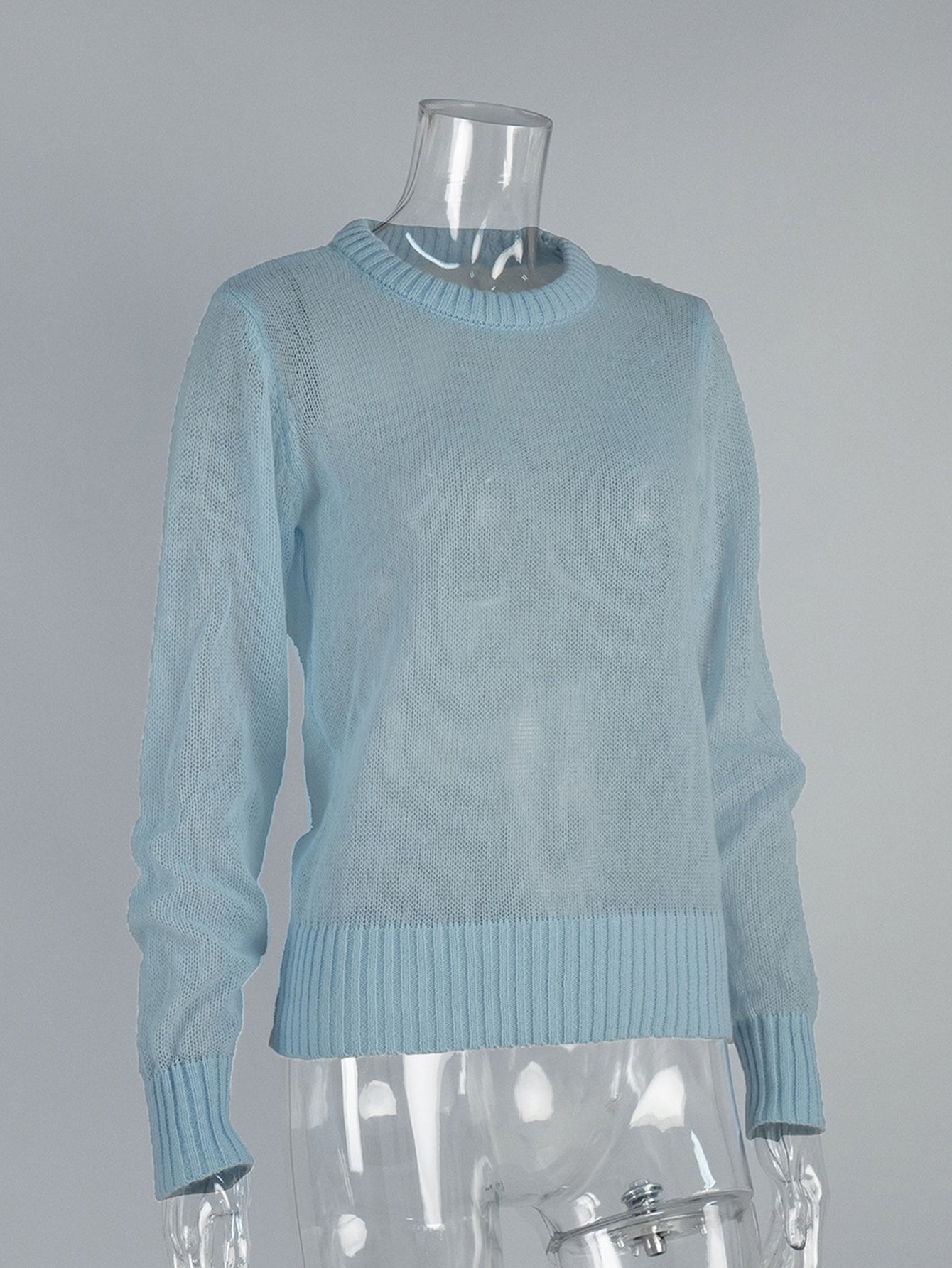 Soft Sheer Knit Crewneck Sweater