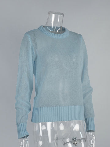 Soft Sheer Knit Crewneck Sweater