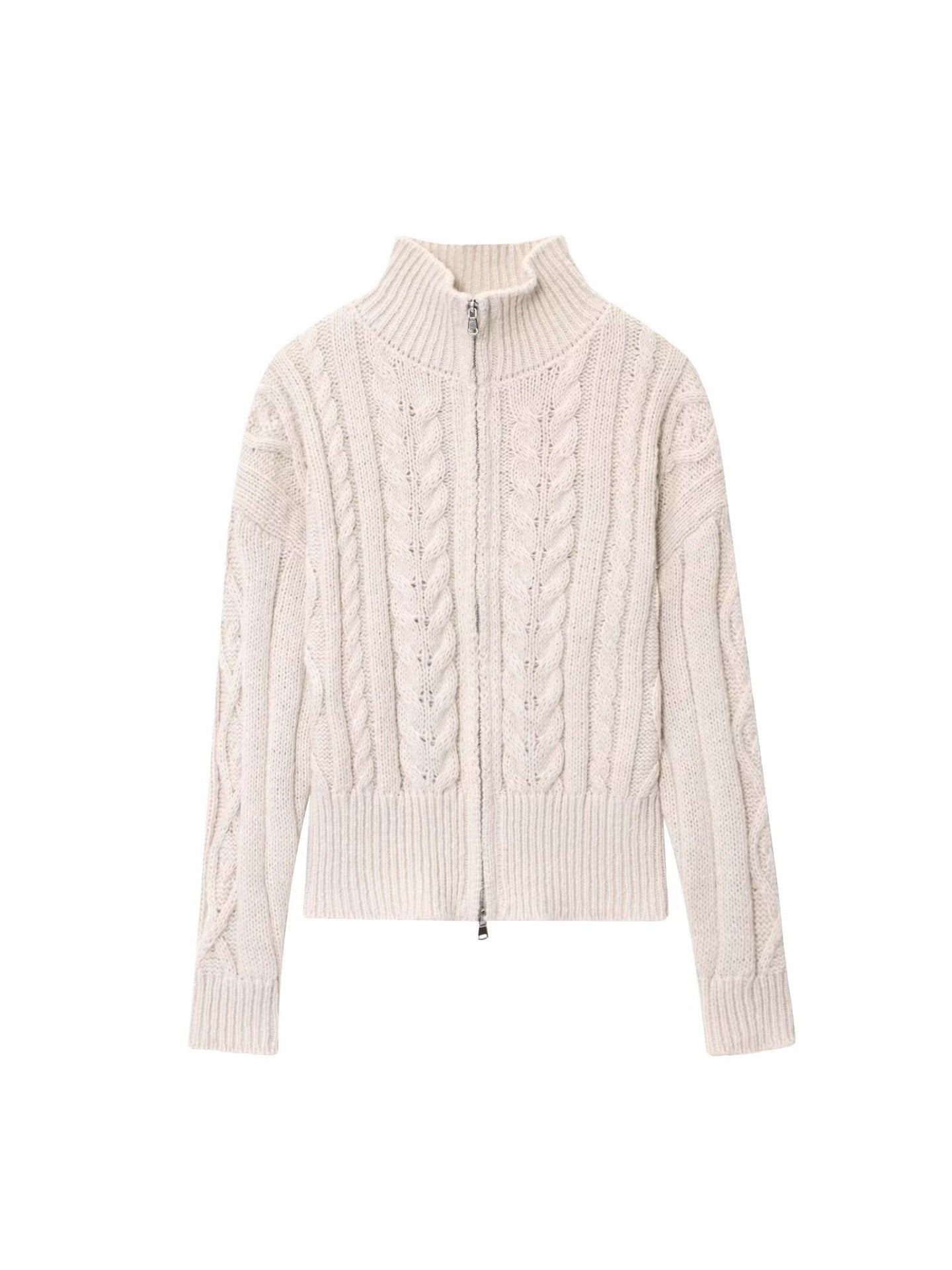 Cozy Cable Knit Zip Cardigan