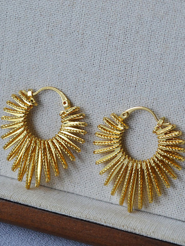 Radiant Textured Gold Hoop Earrings
