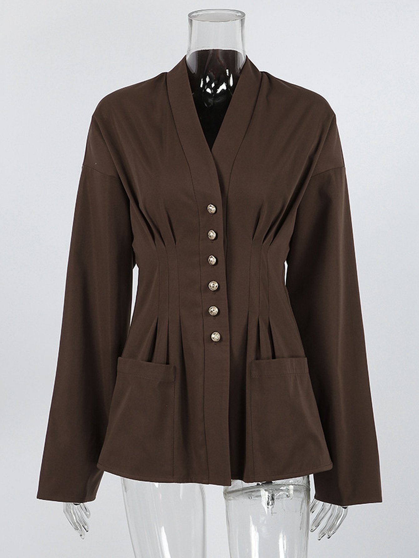 Corset Waist Button Down Shirt
