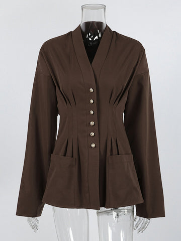 Corset Waist Button Down Shirt