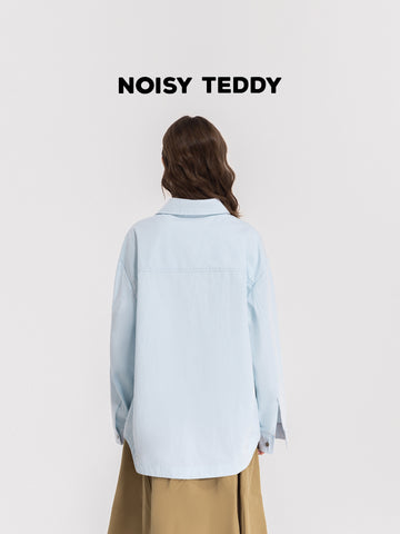 Oversized Graphic Teddy Bear Button Shirt
