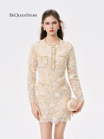 Elegant Floral Lace Mini Dress