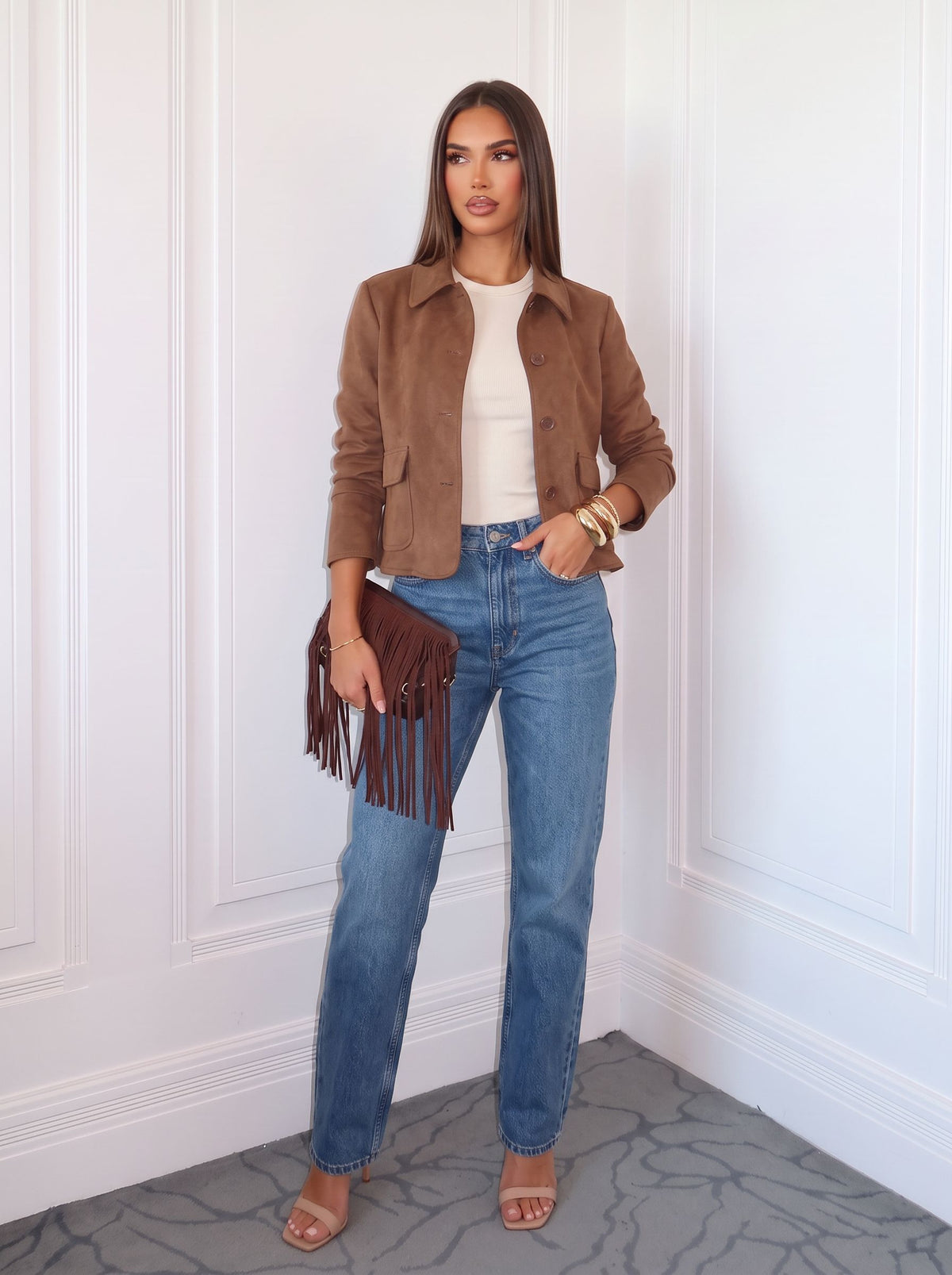 Classic Button Up Suede Jacket