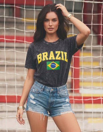 Vintage Washed Brazil Graphic T-Shirt