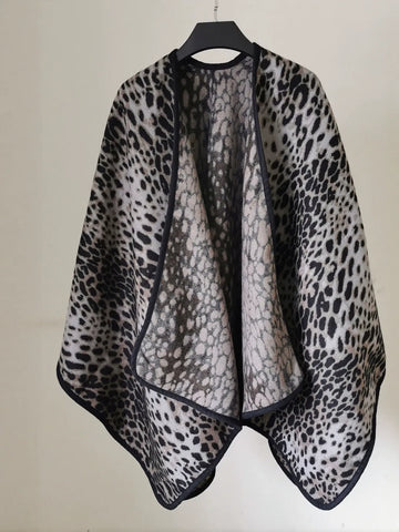 Cozy Reversible Leopard Print Shawl Scarf