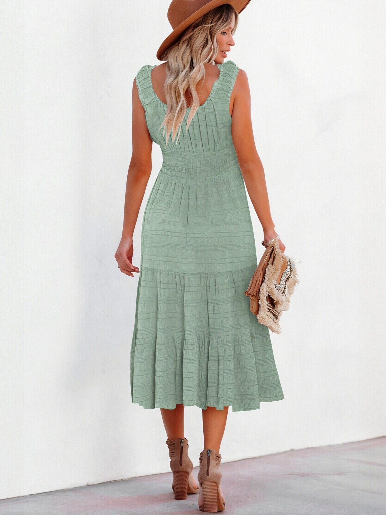 Smocked Tiered Midi Dress