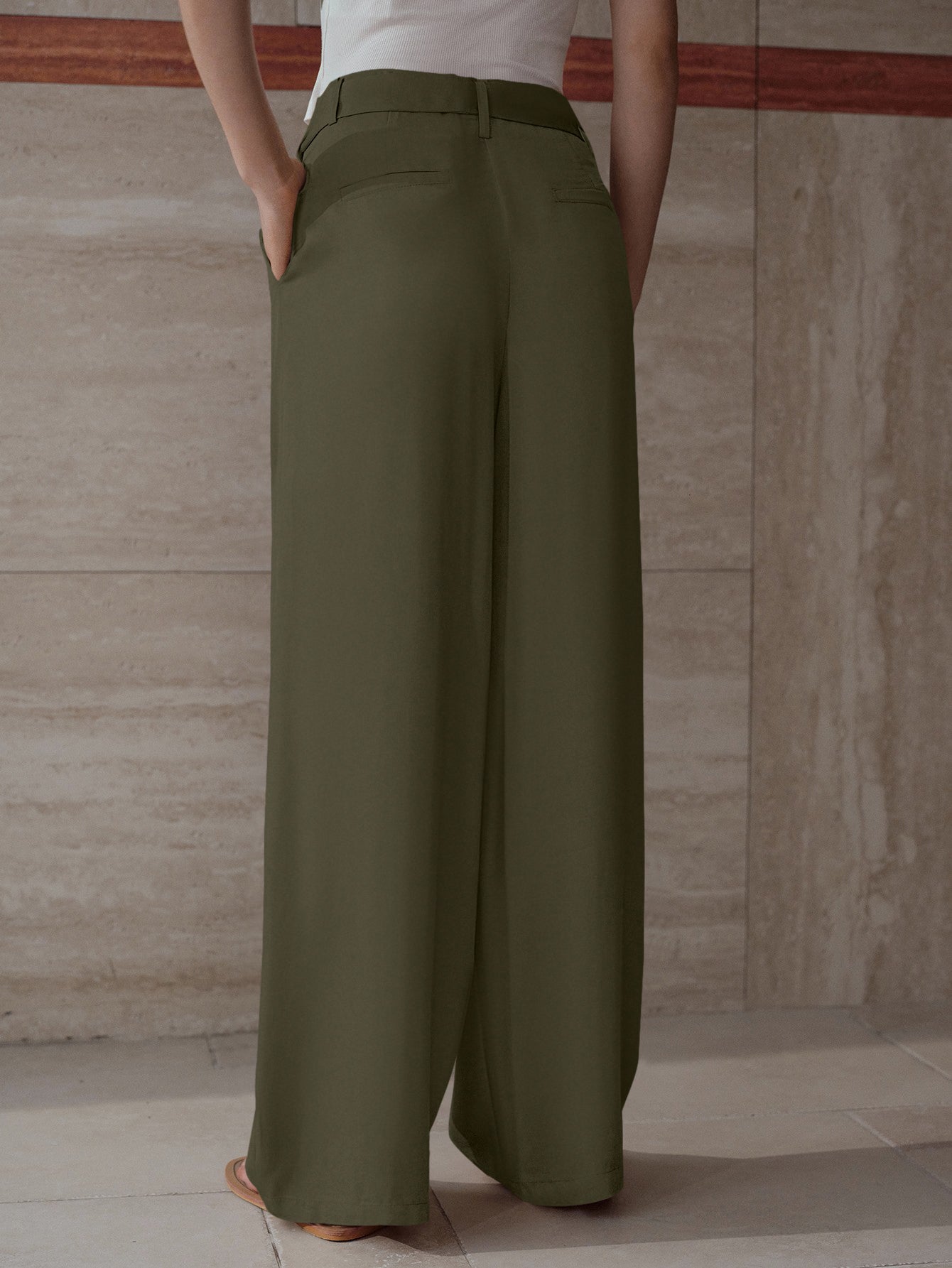 High Waisted Tie Front Trousers