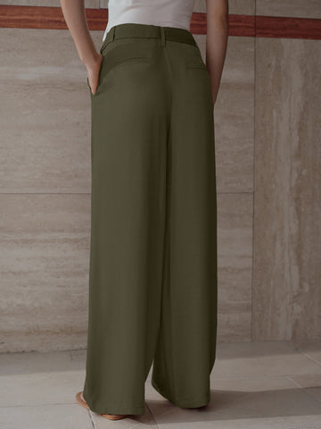 High Waisted Tie Front Trousers