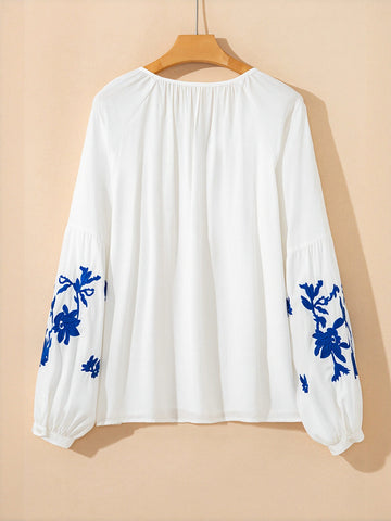 Embroidered Loose Fit Blouse