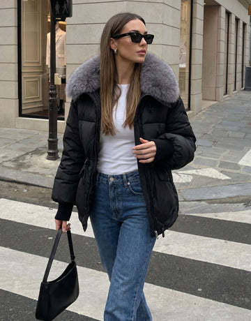 Faux Fur Collar Puffer Jacket