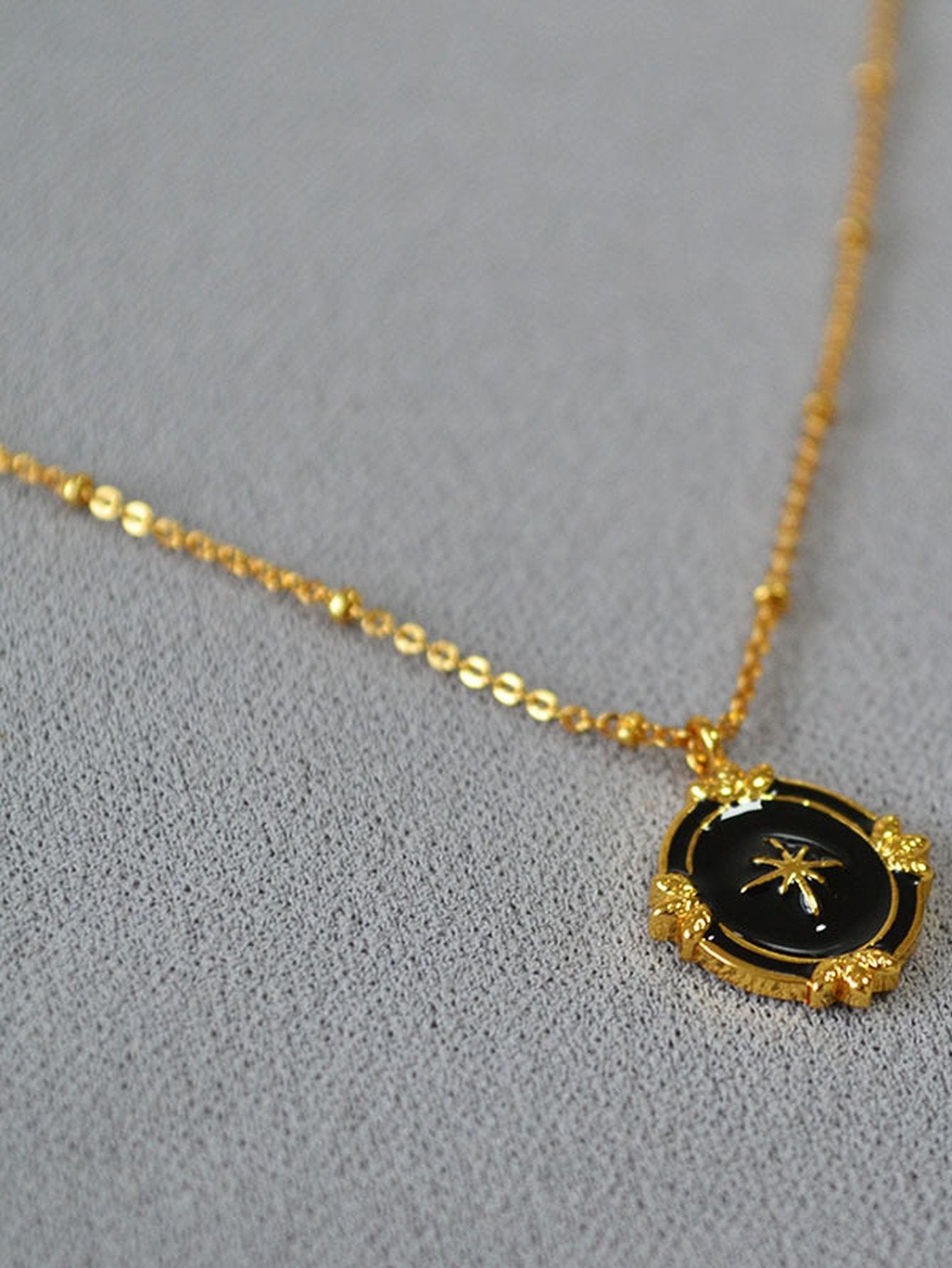 Dainty Gold Enamel Starburst Necklace