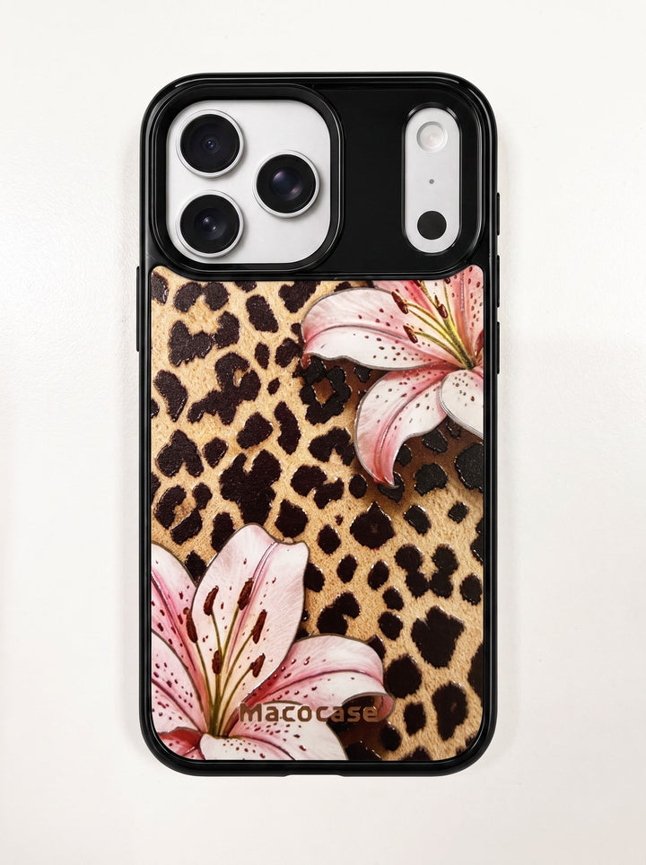 Pink Lily and Leopard Print Phone Case