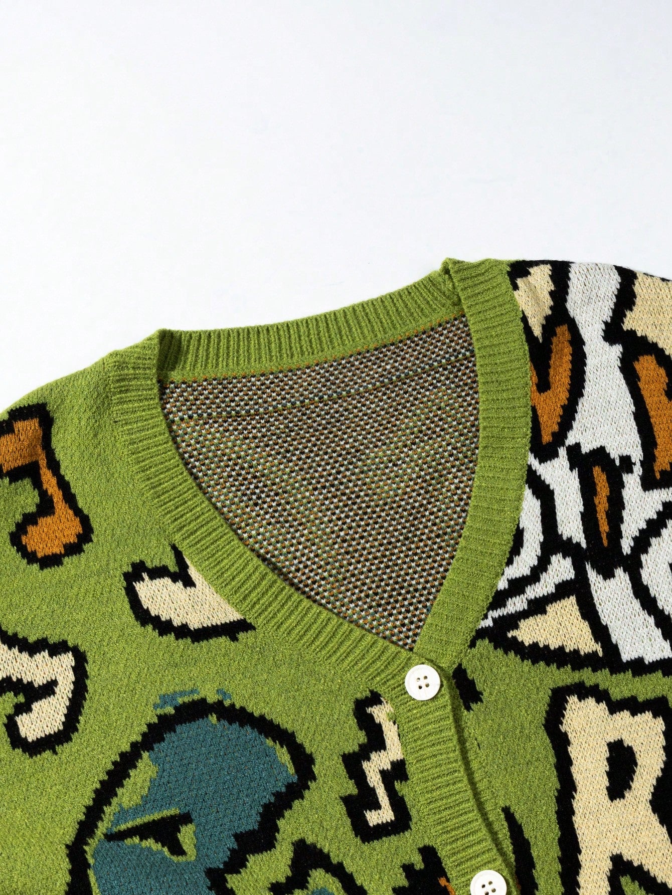 Oversized Graphic Pattern Knit Cardigan