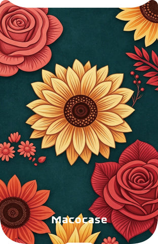 Sunflower and Rose Pattern Phone Case