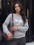 Cozy Bow Graphic Crewneck Sweatshirt