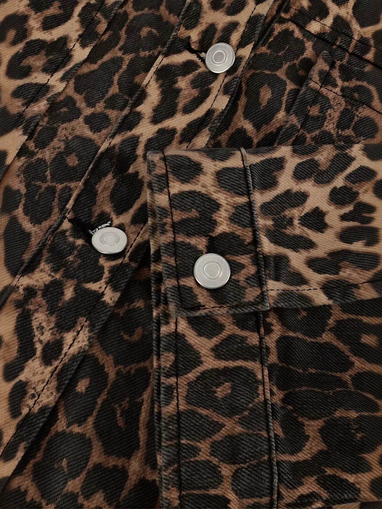 Leopard Print Cropped Denim Jacket