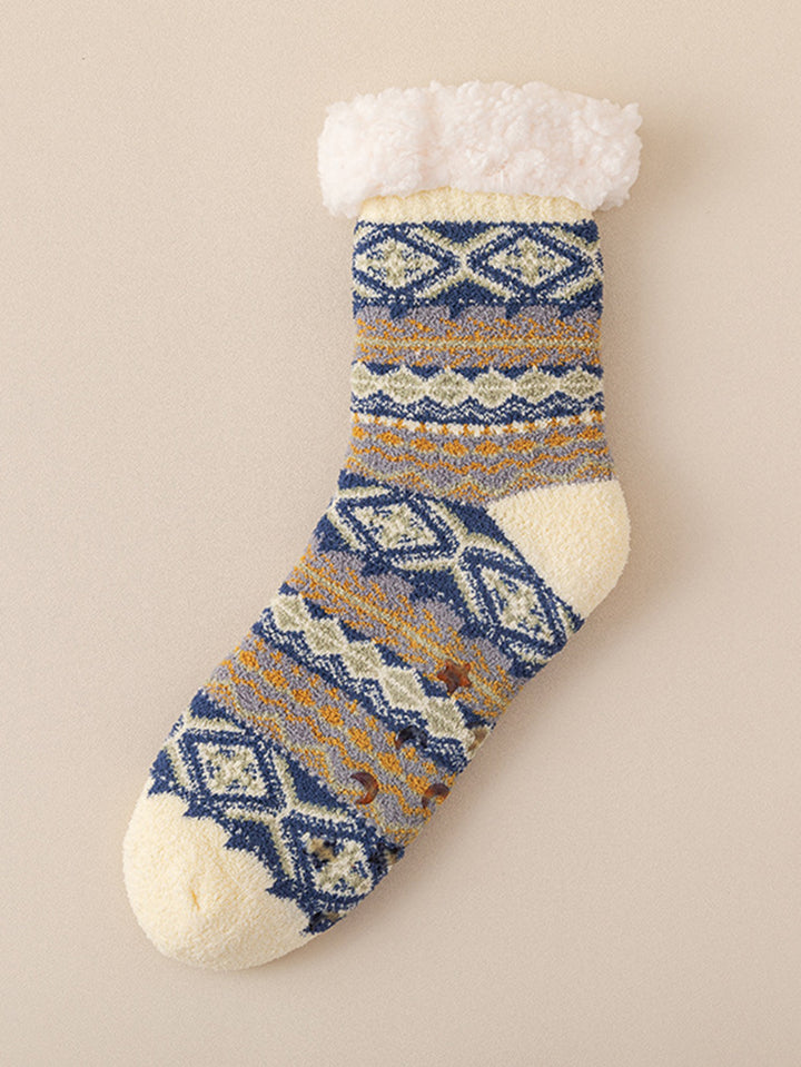 Cozy Sherpa Lined Patterned Socks