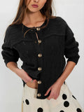 Textured Button Down Knit Cardigan