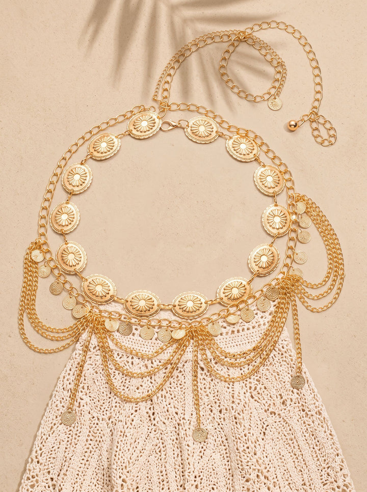 Boho Layered Coin Waist Belt