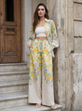 Floral Print Button Down Pants Set