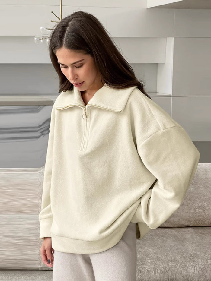 Oversized Quarter Zip Fleece Sweatshirt