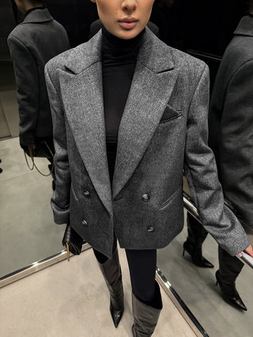 Oversized Double Breasted Wool Blazer