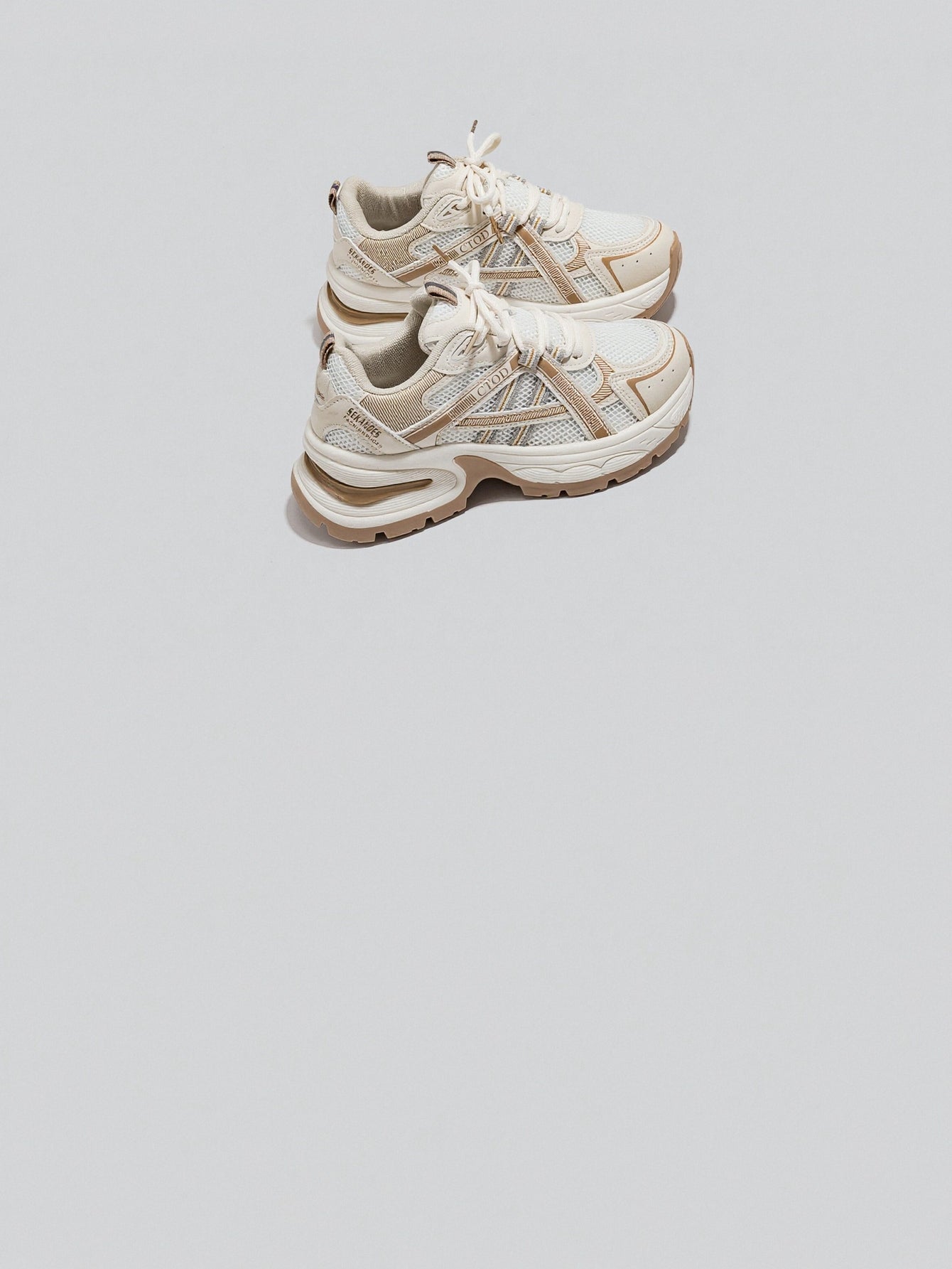 Chunky Sole Breathable Mesh Retro Athletic Shoes-Milan Beige