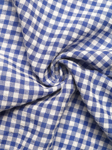Gingham Tie-Neck Peasant Blouse