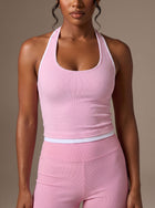 Seamless Ribbed Halter Biker Short Set