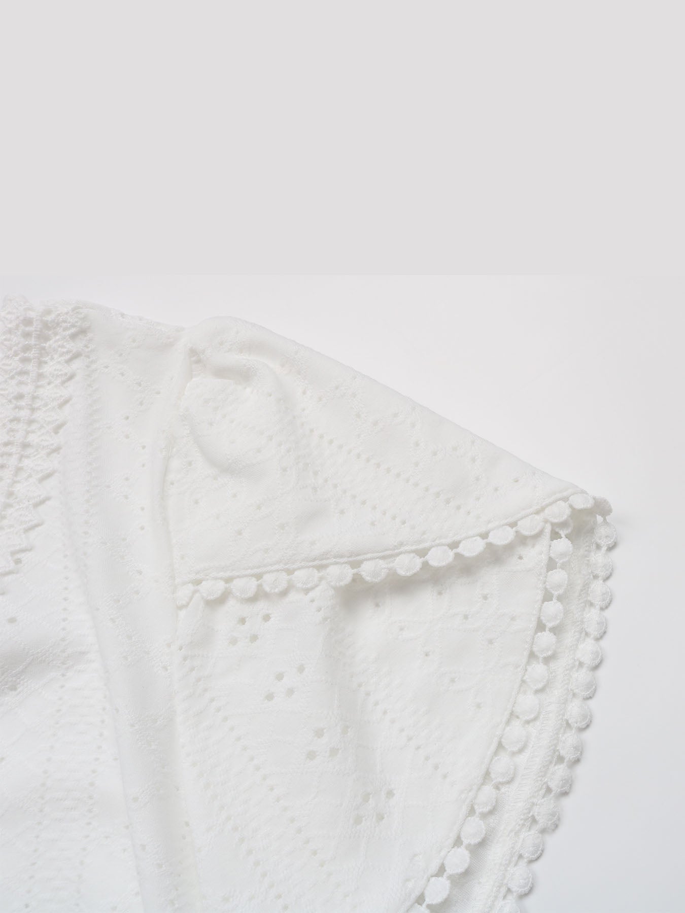Lace-Trimmed V Neck Classic Blouse