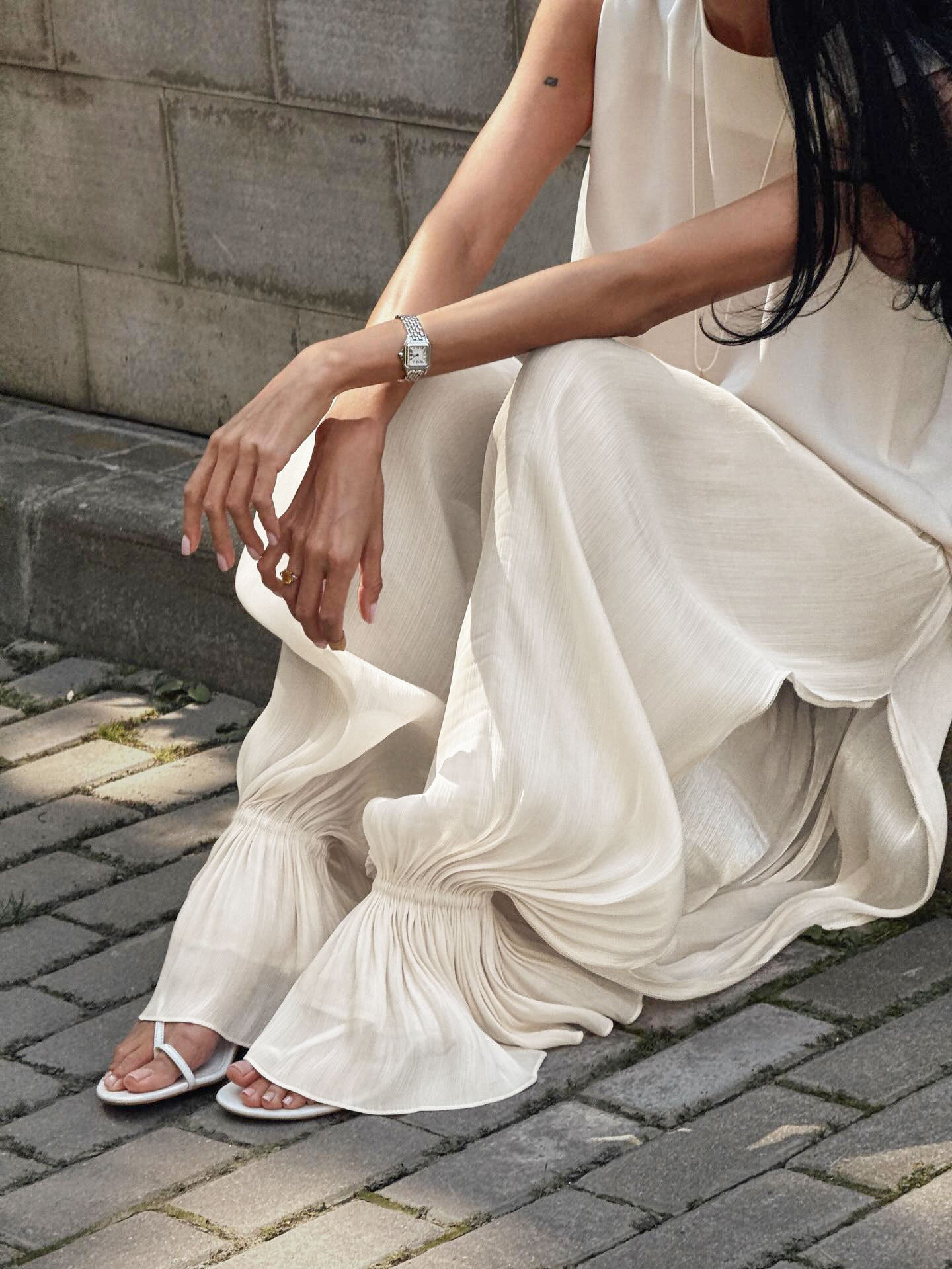 Flowy Pleated Elastic Waist Casual Pants