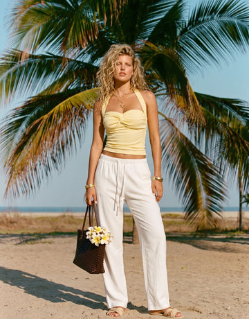 Textured Twist Front Halter Tank Top
