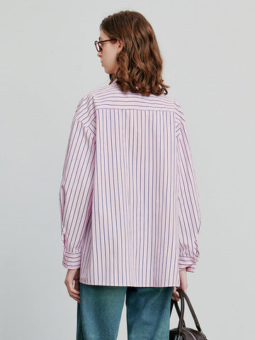Vertical-Striped Button-Front Casual Shirt
