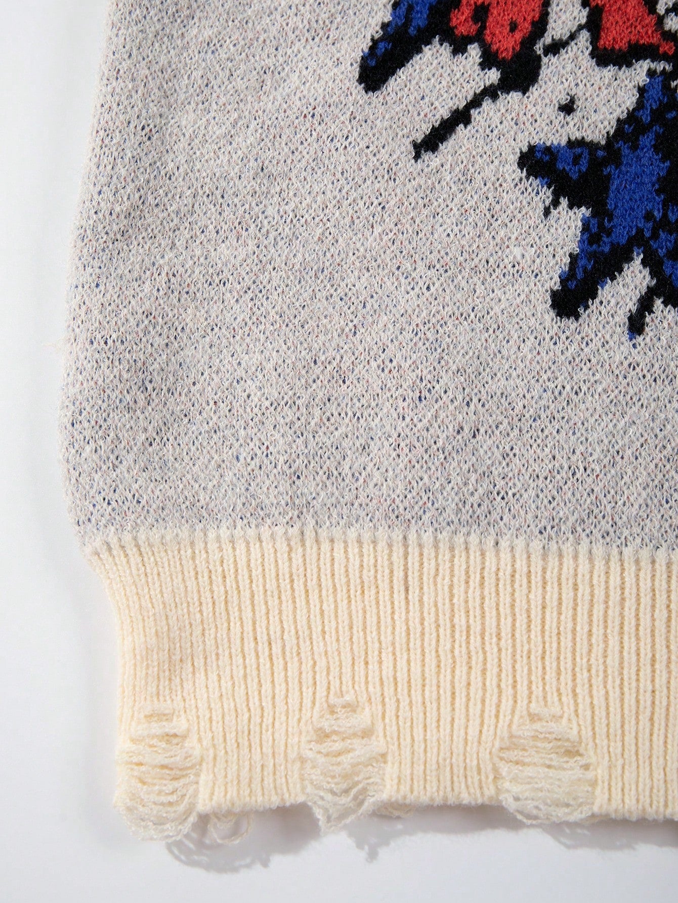 Distressed Graphic Oversized Knit Sweater