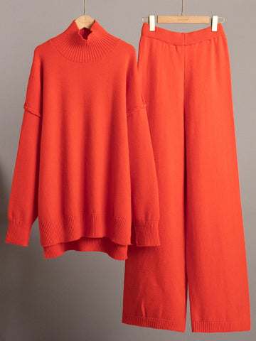 Cozy Oversized Mock Neck Knit Set