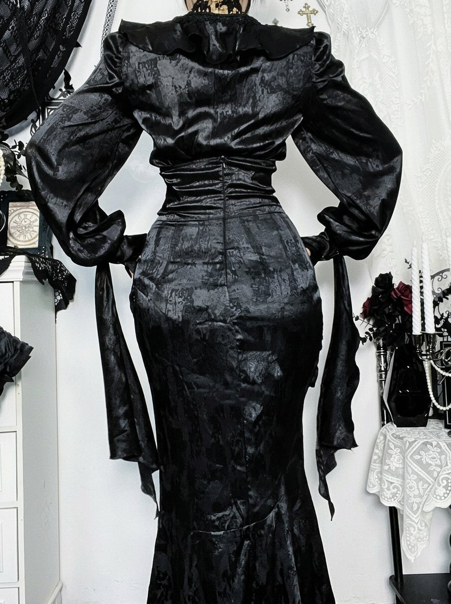 Gothic Ruffle Flare Sleeve Blouse