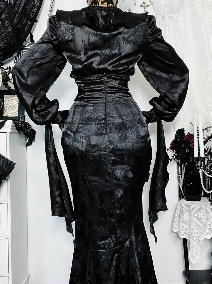 Gothic Ruffle Flare Sleeve Blouse
