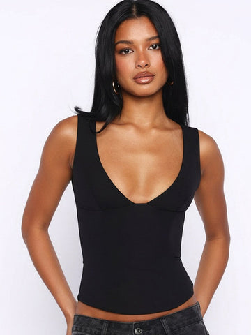 Deep V Neck Cropped Tank Top