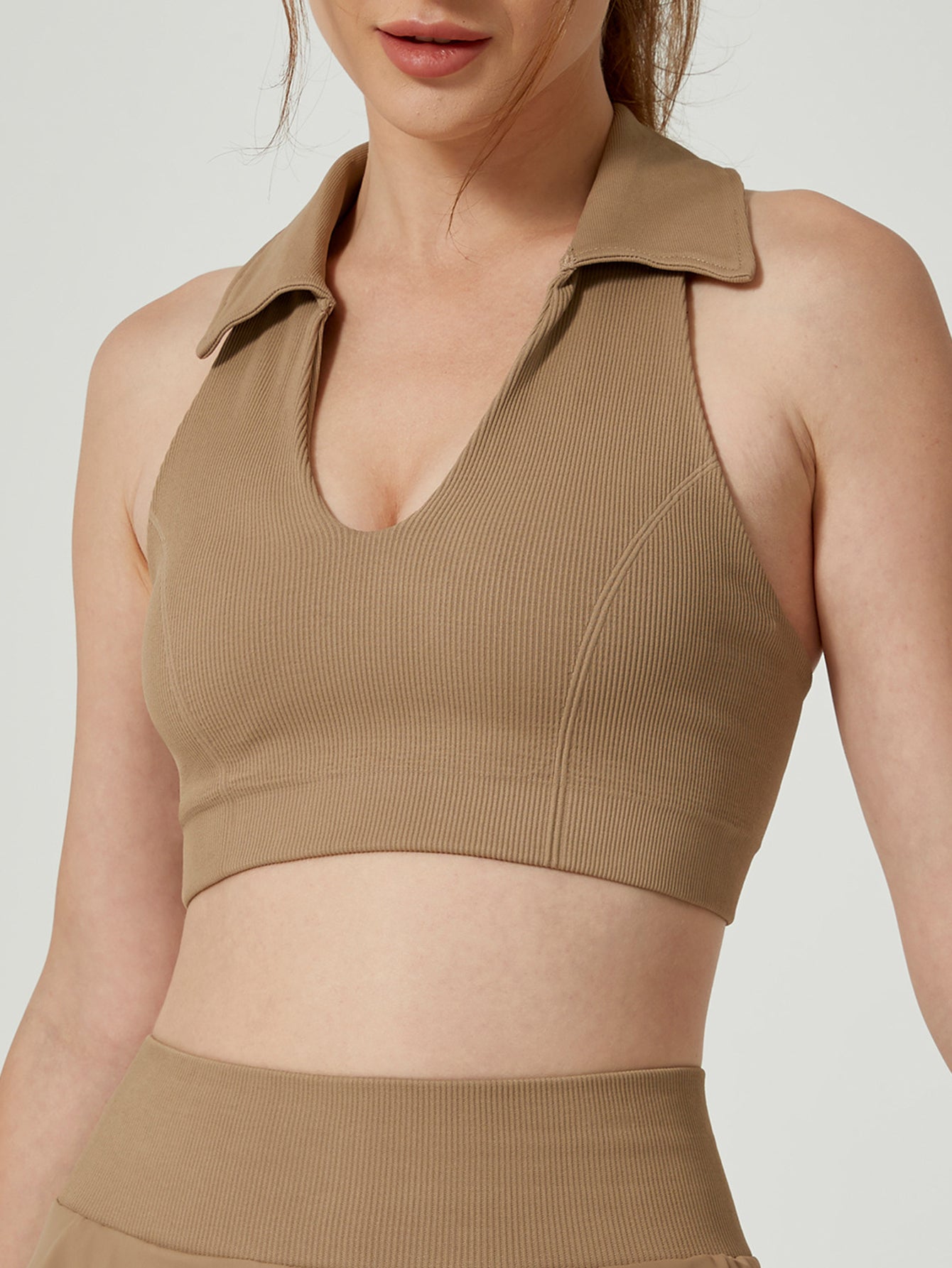 Sleeveless Polo Collar Top Tennis Skirt Retro Set-Multicolor