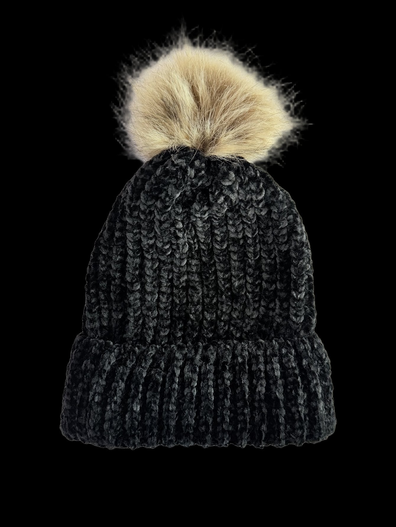 Soft Plush Faux Fur Pom Beanie