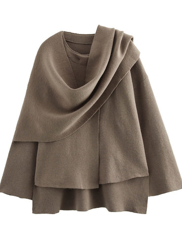 Cozy Layered Buttoned Wool Cape Coat