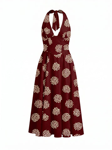 Mary Roberts's Polka Dot Print Midi Dress
